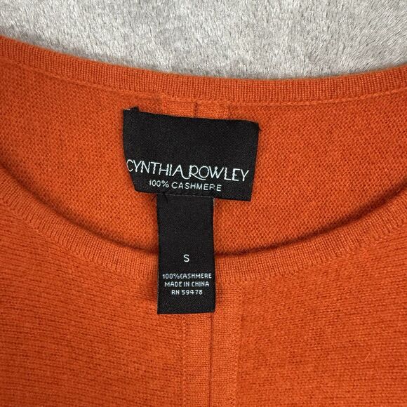 Cynthia Rowley Sweater Women’s Small Orange Cashmere Round Neck Kimono Sleeve - Picture 3 of 7